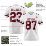 Custom White Crimson-Gray Mesh Authentic Football Jersey
