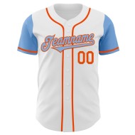 Custom White Light Blue-Orange Authentic Two Tone Baseball Jersey Custom White Light Blue-Orange Authentic Two Tone Baseball Jersey