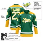 Custom Kelly Green White-Gold Hockey Lace Neck Jersey Custom Kelly Green White-Gold Hockey Lace Neck Jersey