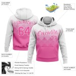 Custom Stitched White Pink 3D Pattern Design Sports Pullover Sweatshirt Hoodie