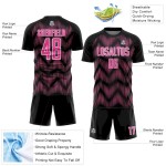Custom Black Pink-White Line Sublimation Soccer Uniform Jersey