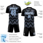 Custom Black Light Blue-White Line Sublimation Soccer Uniform Jersey Custom Black Light Blue-White Line Sublimation Soccer Uniform Jersey