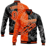 Custom Graffiti Pattern Orange Black-Cream Scratch 3D Bomber Full-Snap Varsity Letterman Jacket Custom Graffiti Pattern Orange Black-Cream Scratch 3D Bomber Full-Snap Varsity Letterman Jacket