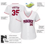 Custom White Red-Navy Authentic Baseball Jersey Custom White Red-Navy Authentic Baseball Jersey