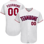 Custom White Red-Navy Authentic Baseball Jersey Custom White Red-Navy Authentic Baseball Jersey