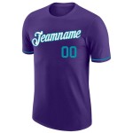 Custom Purple Teal-White Performance T-Shirt Custom Purple Teal-White Performance T-Shirt