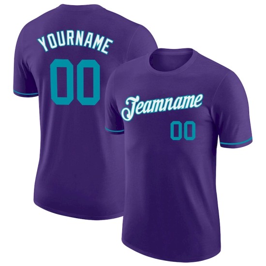 Custom Purple Teal-White Performance T-Shirt Custom Purple Teal-White Performance T-Shirt