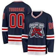 Custom Navy Red-White Hockey Jersey