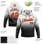 Custom Stitched White Orange-Black Fade Fashion Sports Pullover Sweatshirt Hoodie