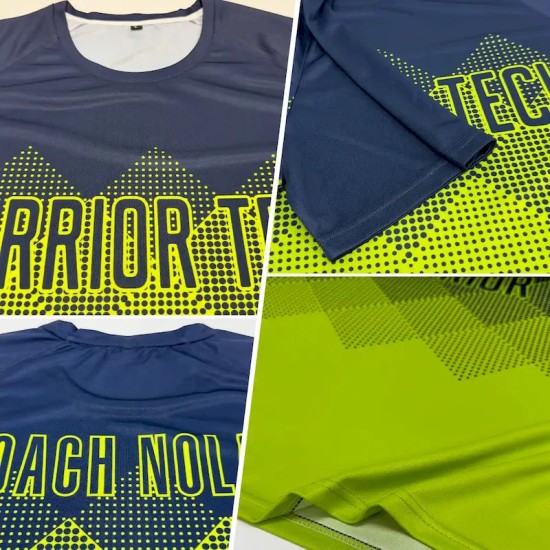 Custom Neon Green Navy Sublimation Soccer Uniform Jersey