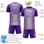 Custom Purple White Lines Sublimation Soccer Uniform Jersey