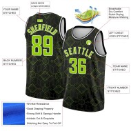 Custom Black Neon Green-White Geometric Shapes Authentic City Edition Basketball Jersey Custom Black Neon Green-White Geometric Shapes Authentic City Edition Basketball Jersey